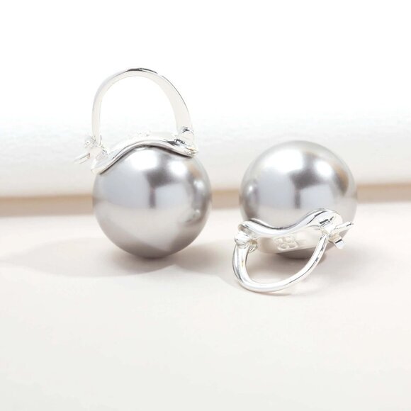 Alicia Bonnie Blanche Pearl Huggie Drop Earrings, Silver Crystal Pearl - Picture 1 of 6